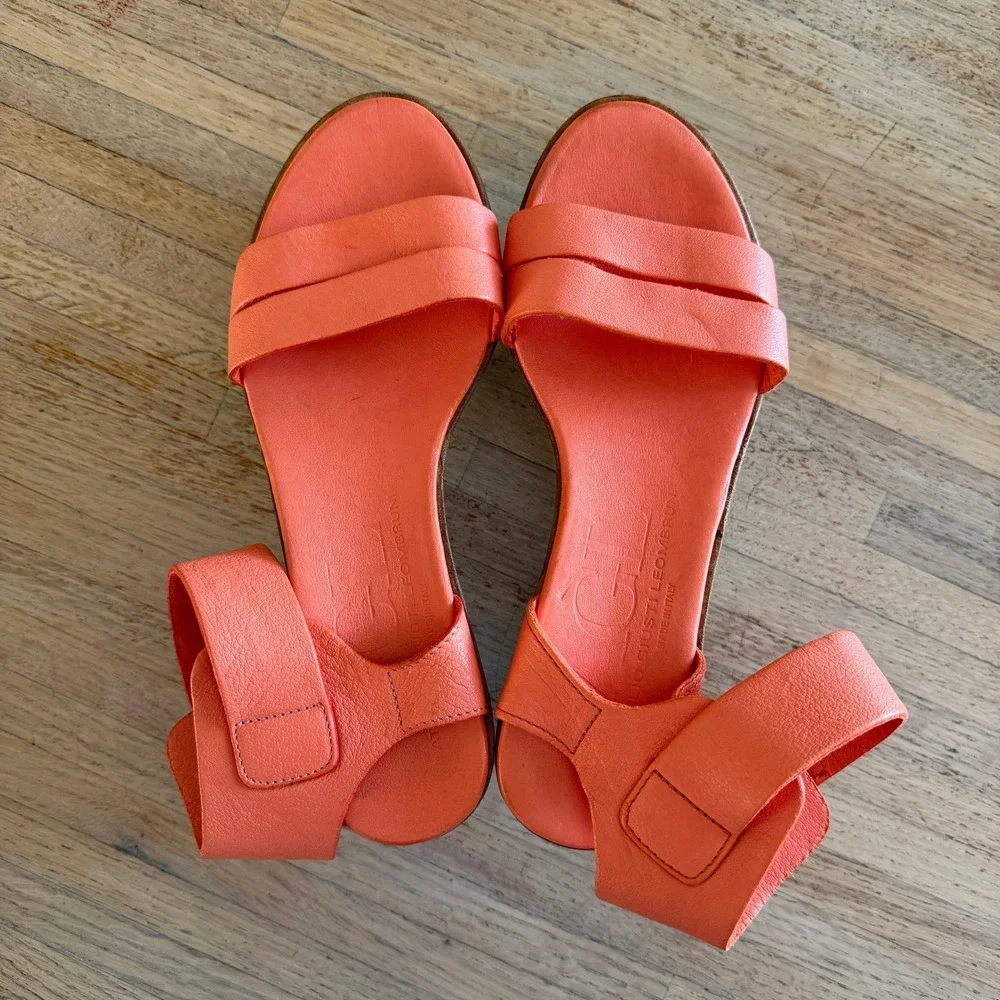 Orange Leather Platform Sandals AGL Attilio Giusti Leombruni Lucite Wood 37